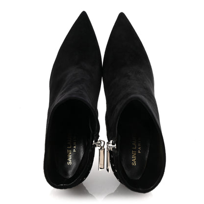 Saint Laurent Suede Studded Kiki 85 Zip Boot 37 Black 2 of 10