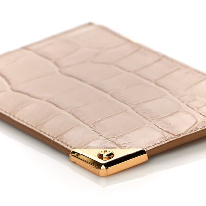 Alexander Wang Calfskin Crocodile Embossed Prisma Flat Pouch Almond Gold Hardware 9 of 10