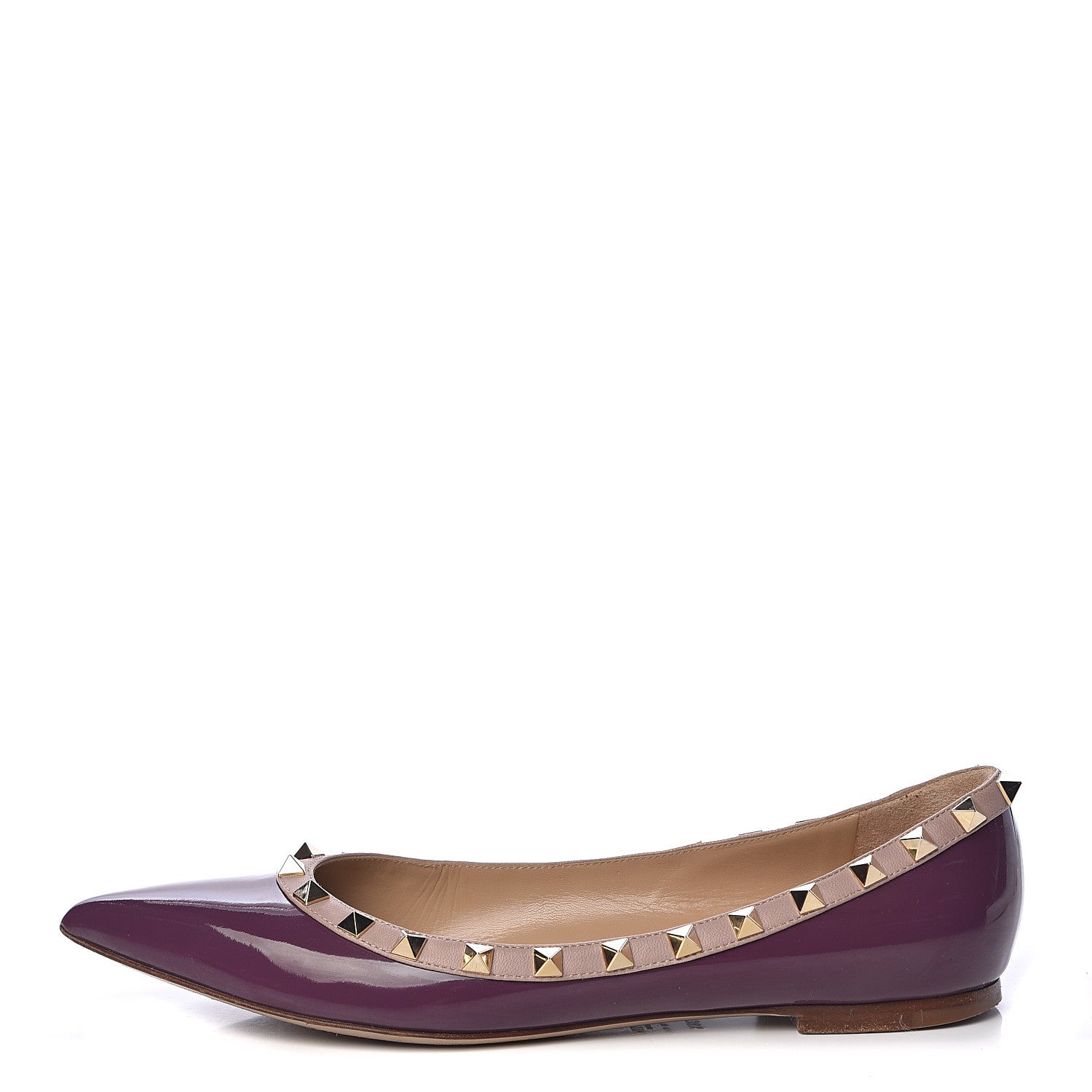 Valentino Garavani Patent Rockstud Ballerina Flats 38.5 Purple Poudre 1 of 20