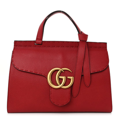 Gucci Calfskin Small GG Marmont Top Handle Bag Vulcanic Red 1 of 11