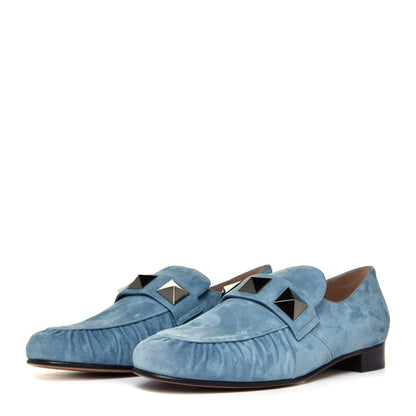 Valentino Garavani Suede Rockstud Loafers 40 Grey Sky 4 of 12