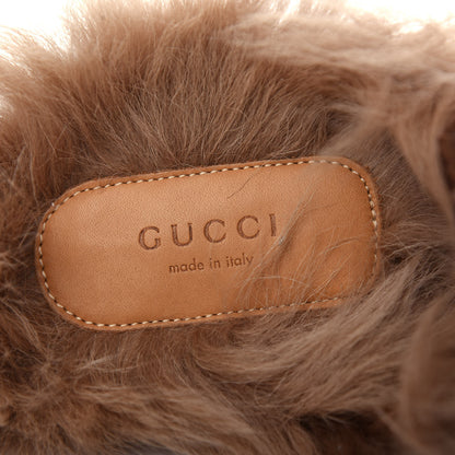 Gucci Velvet GG Monogram Fur Womens Princetown Slippers 39 Brown Black Natural 8 of 10