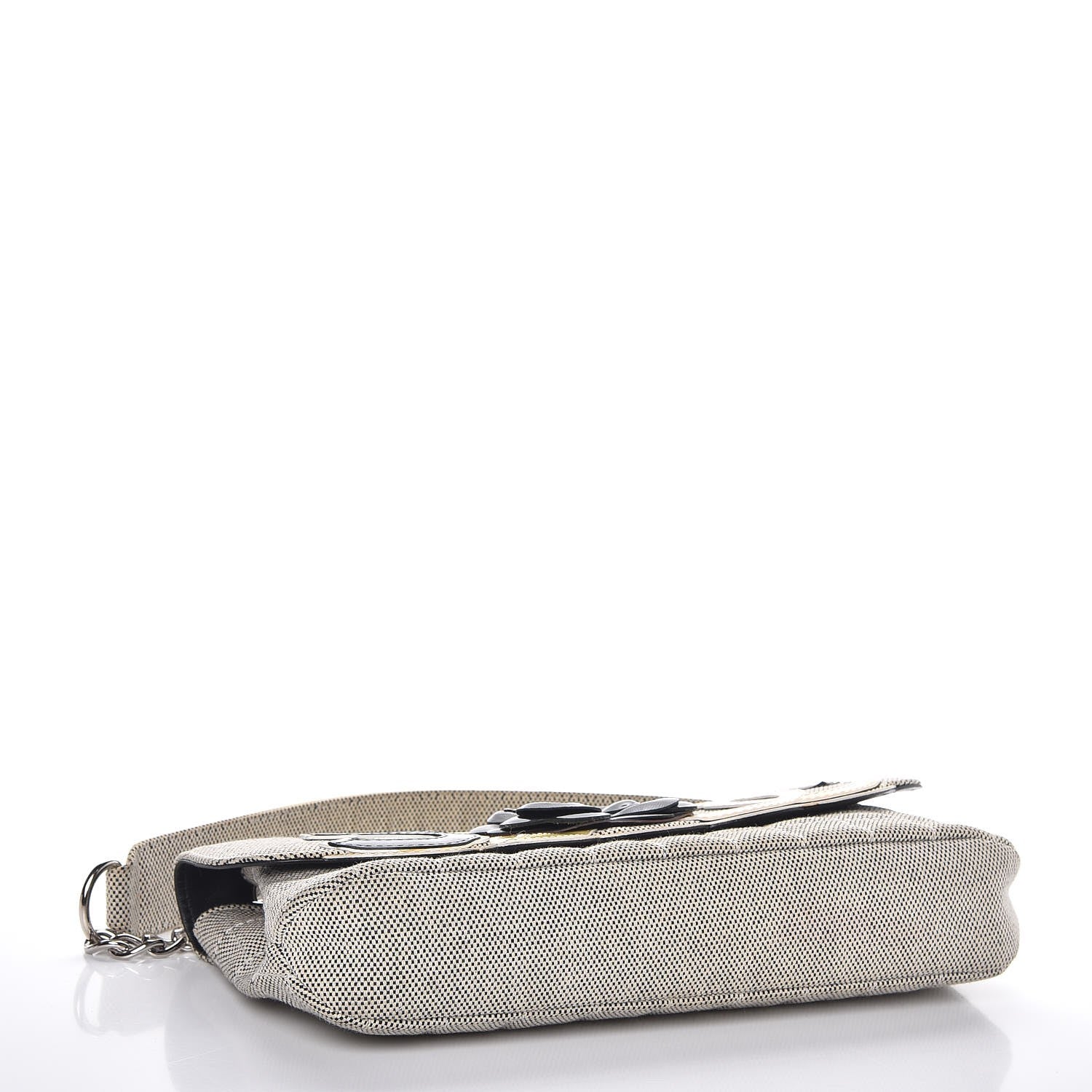 Chanel Canvas Camellia No. 5 Flap Beige Black 4 of 7