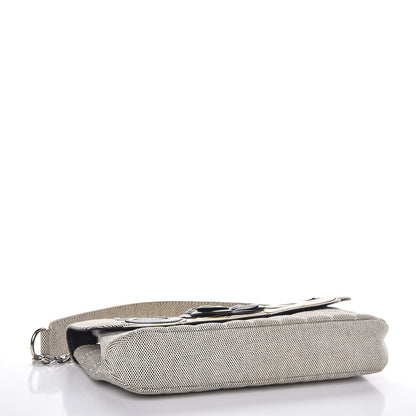 Chanel Canvas Camellia No. 5 Flap Beige Black 4 of 7