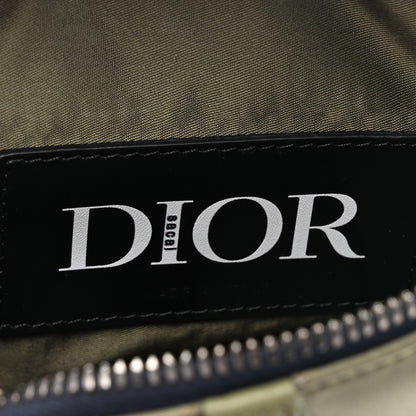 Christian Dior X SACAI Grained Calfskin Technical Fabric Mens Saddle Bag Olive Navy Blue 6 of 11