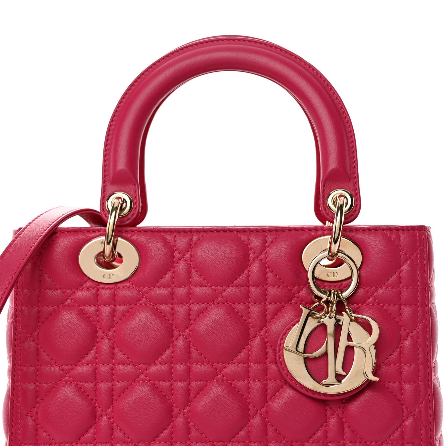 Lambskin Cannage Medium Lady Dior Fuchsia