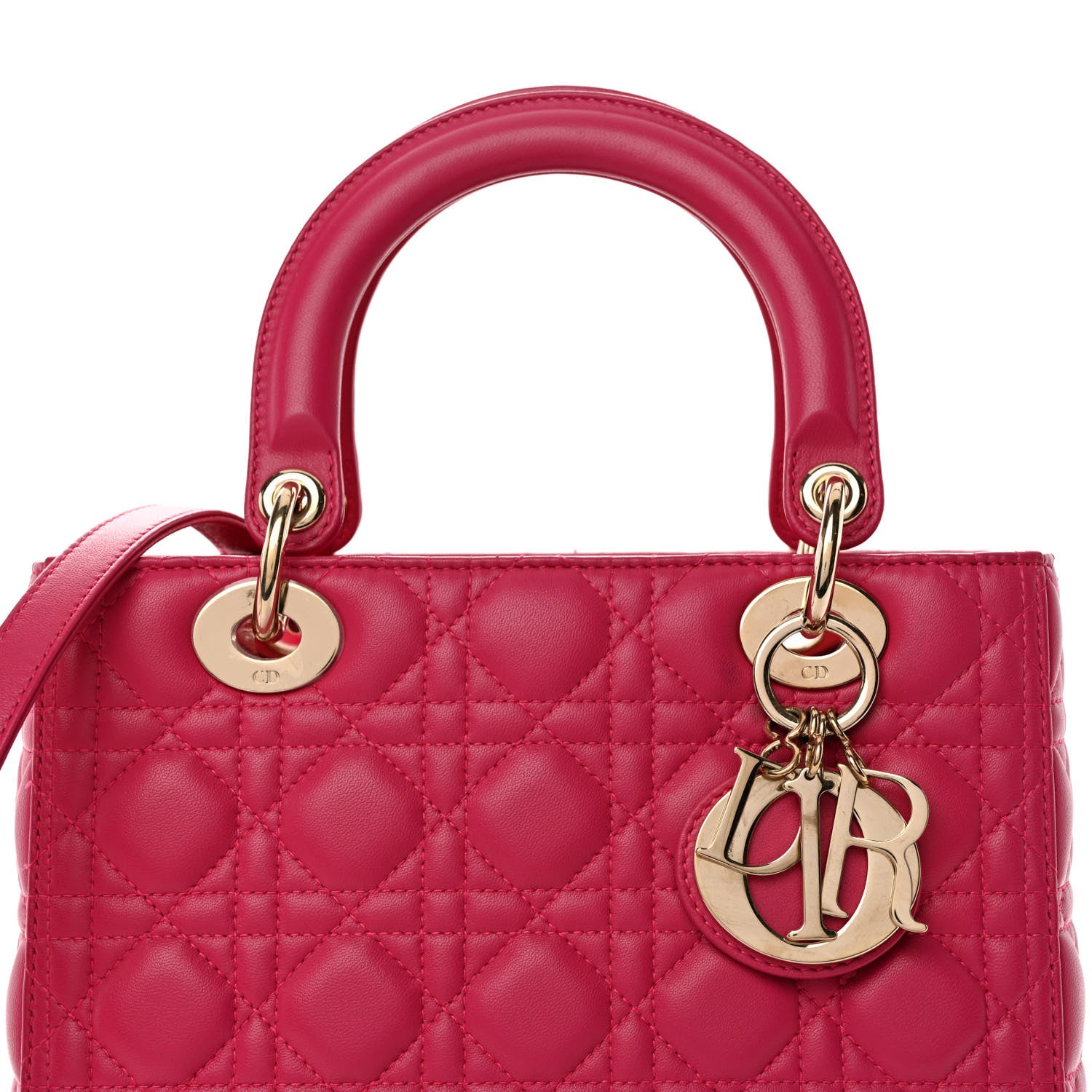 Christian Dior Lambskin Cannage Medium Lady Dior Fuchsia 8 of 10