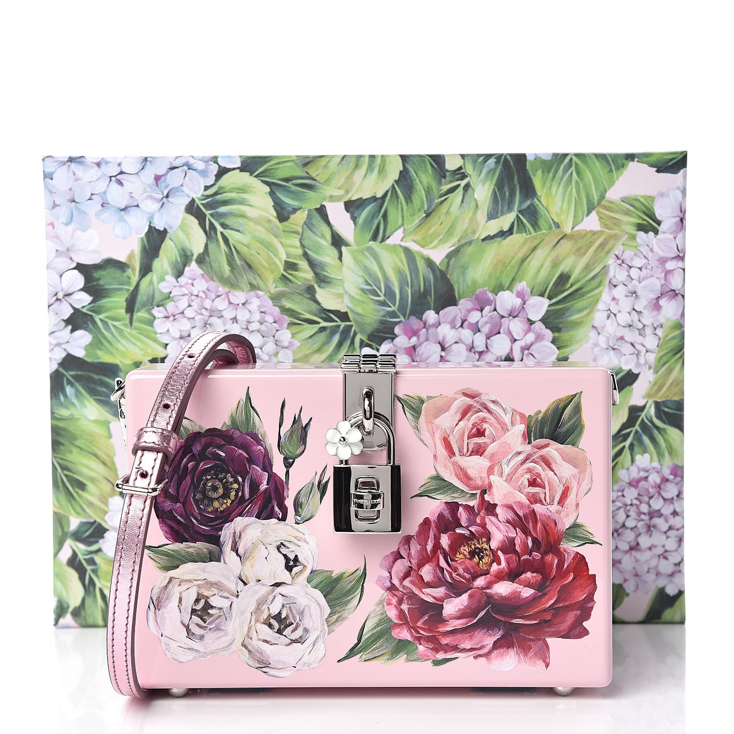 Acrylic Floral Print Dolce Box Clutch Pink