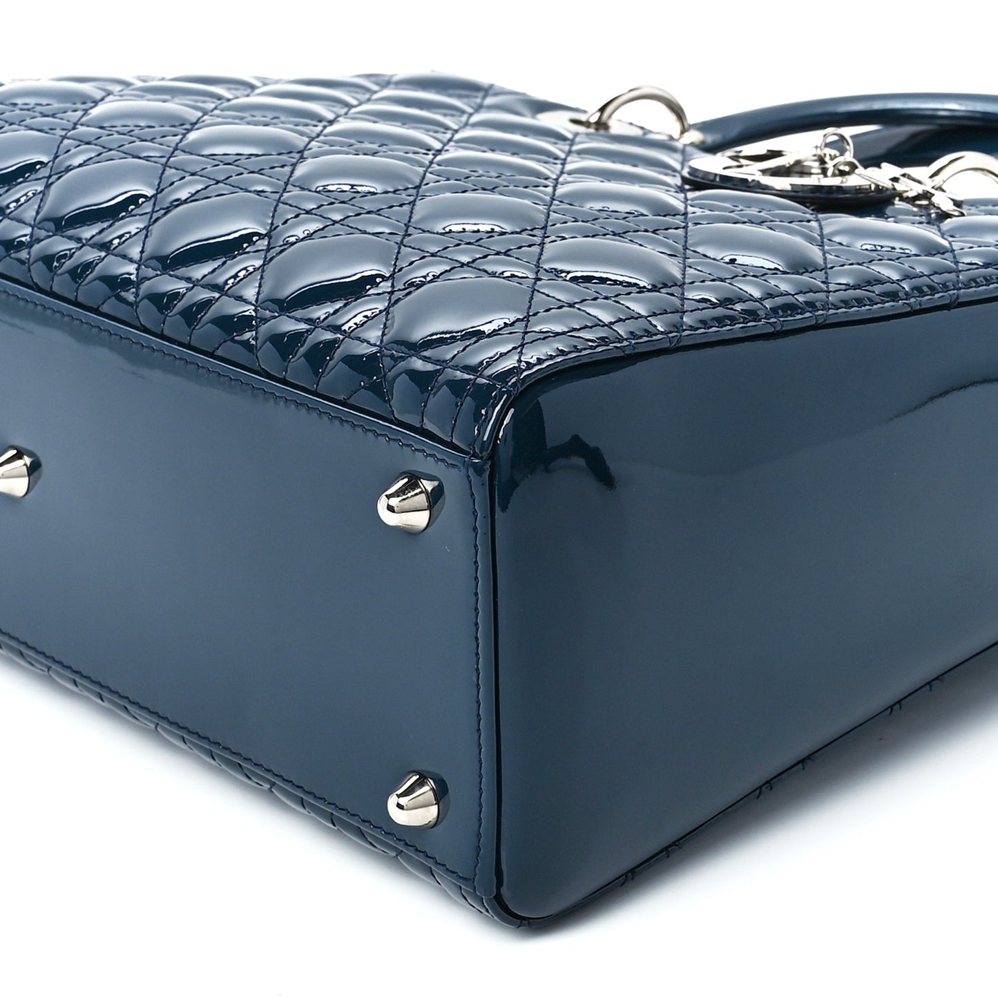 Patent Cannage Large Lady Dior Blue