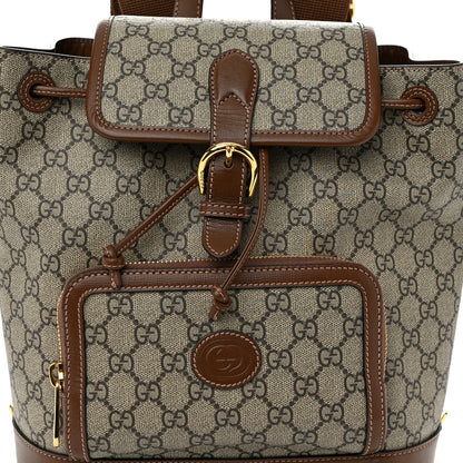 Gucci GG Supreme Monogram Azalea Calfskin Retro Interlocking G Buckle Backpack Beige Ebony Brown Sugar 8 of 10