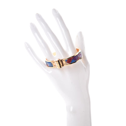 Hermes Enamel Printed Narrow Bolduc Au Carre Hinged Bracelet S 2 of 5