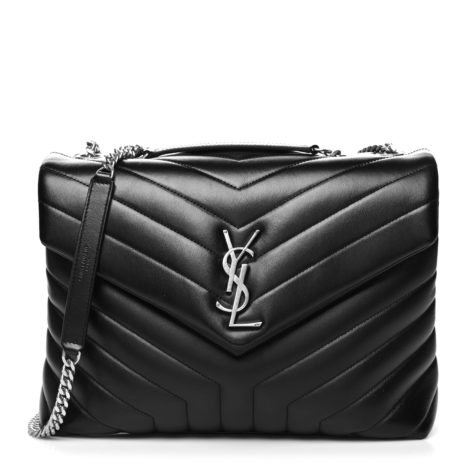 Saint Laurent Calfskin Y Quilted Monogram Medium Loulou Chain Satchel Black 1 of 10