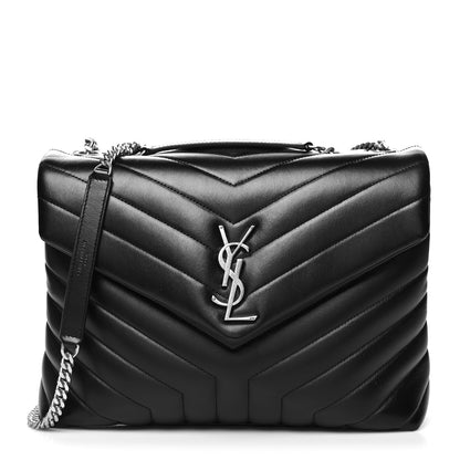 Saint Laurent Calfskin Y Quilted Monogram Medium Loulou Chain Satchel Black 1 of 10