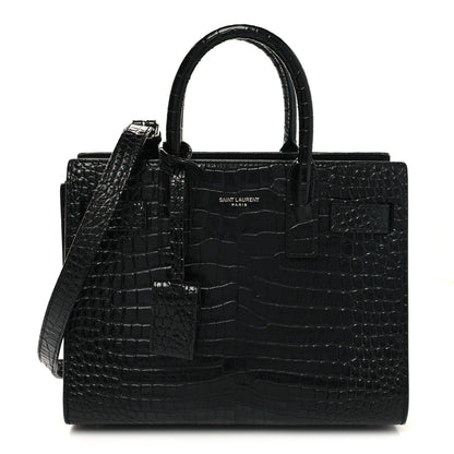 Saint Laurent Calfskin Crocodile Embossed Nano Sac De Jour Black 1 of 11