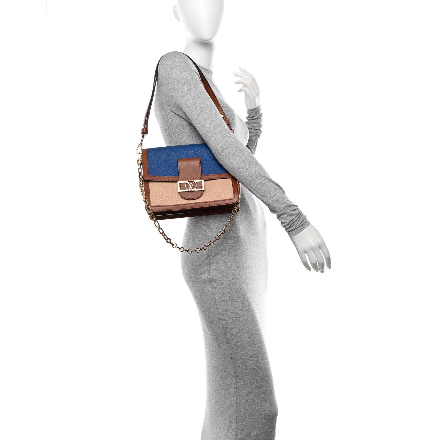 Louis Vuitton Taurillon Dauphine MM Blue Beige 2 of 11