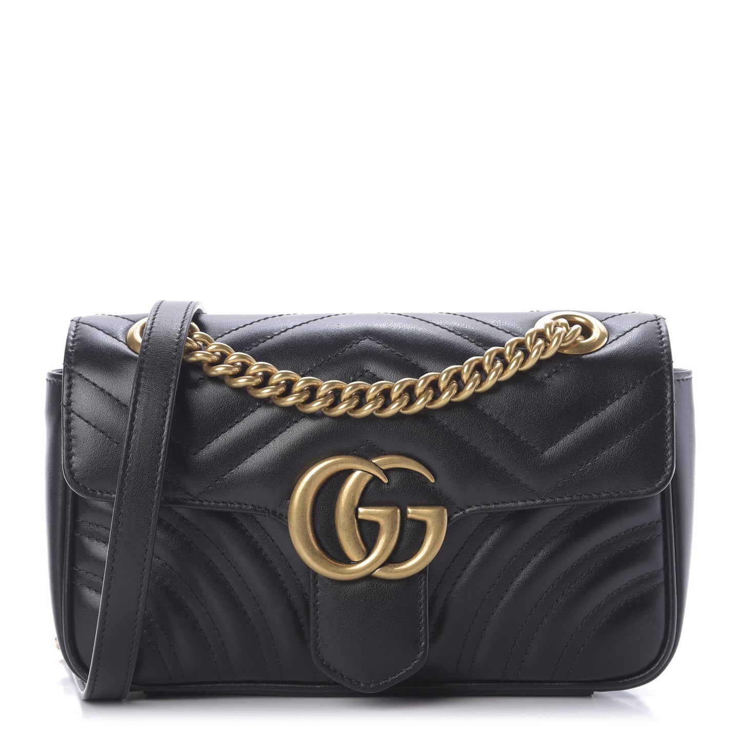 Calfskin Matelasse Mini GG Marmont Shoulder Bag Black