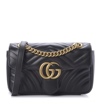 Gucci Calfskin Matelasse Mini GG Marmont Shoulder Bag Black 1 of 10