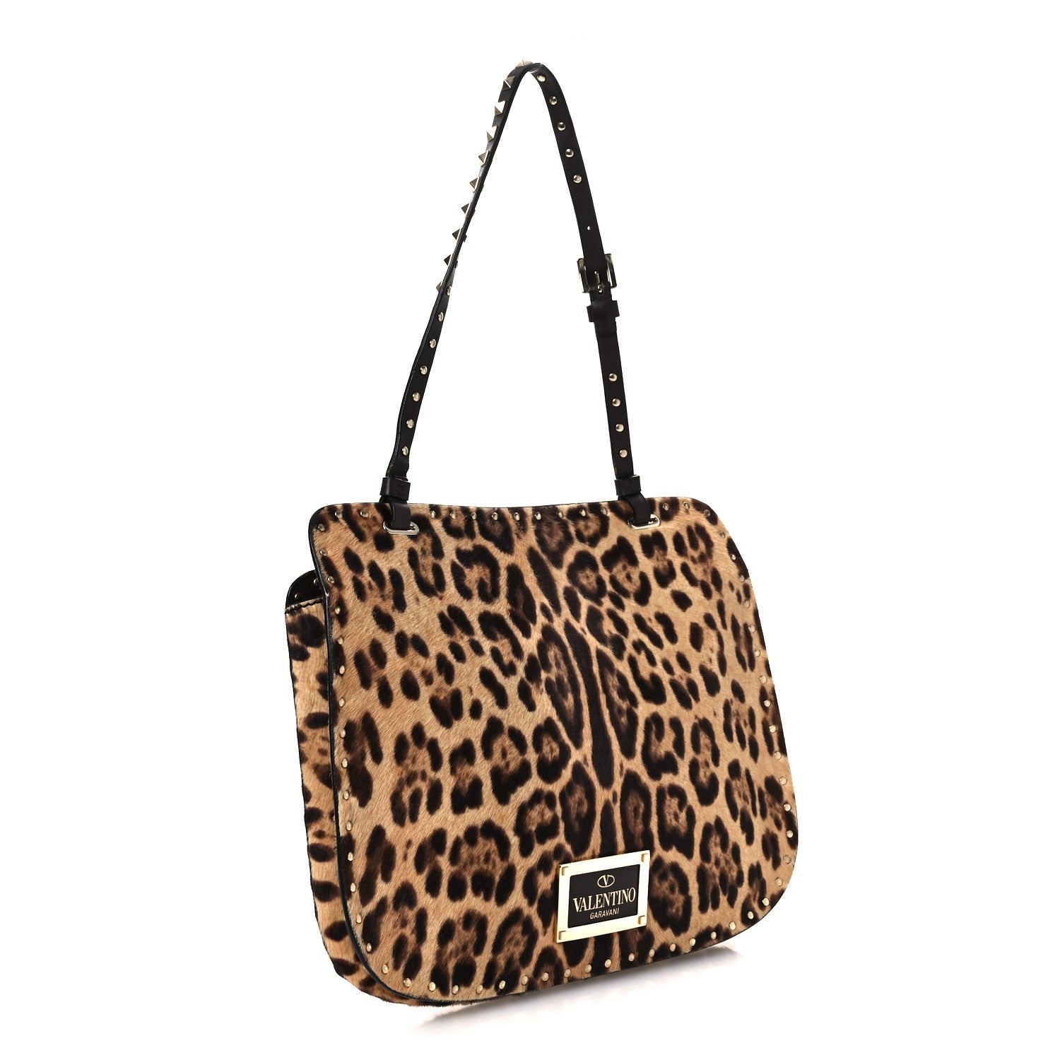 Valentino Garavani Calf Hair Leopard Print Rockstud Shoulder Bag 3 of 13