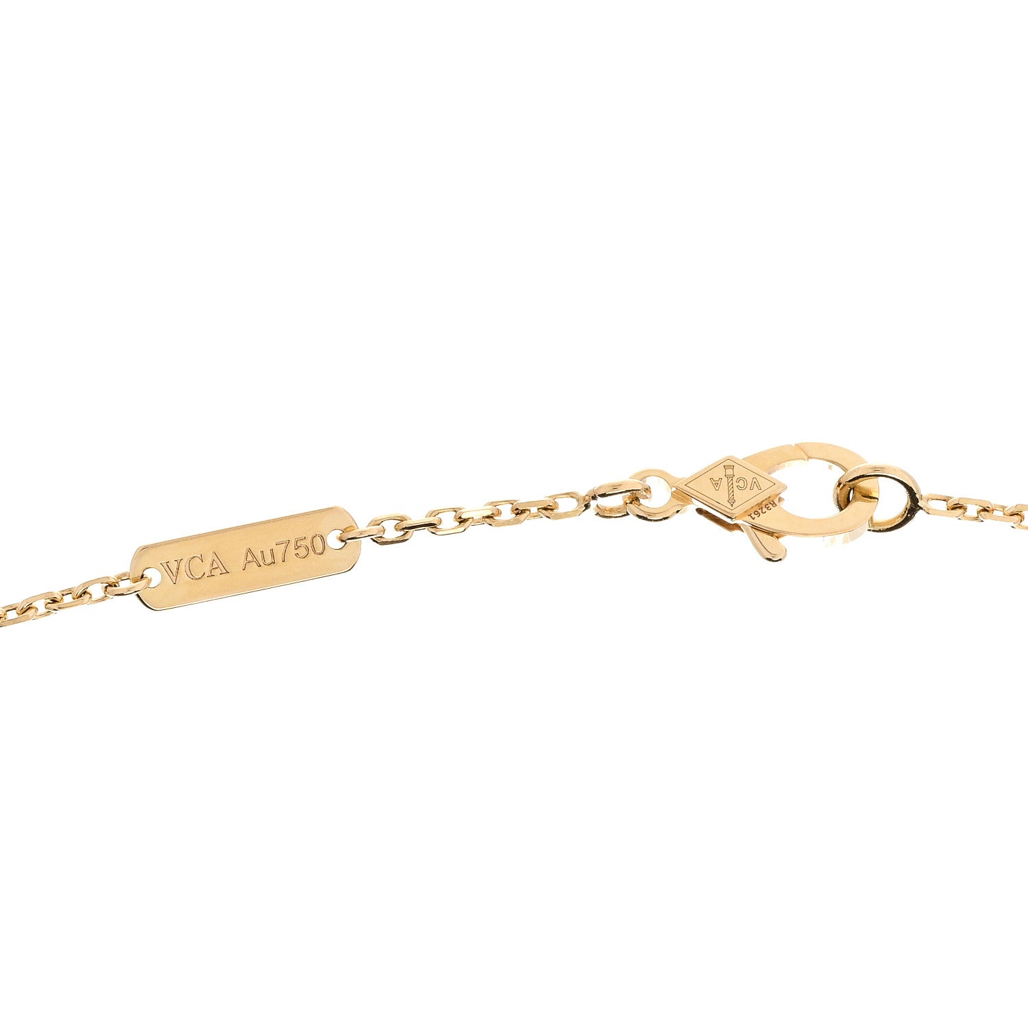 Van Cleef & Arpels 18K Yellow Gold Mother of Pearl Vintage Alhambra Pendant Necklace 4 of 5