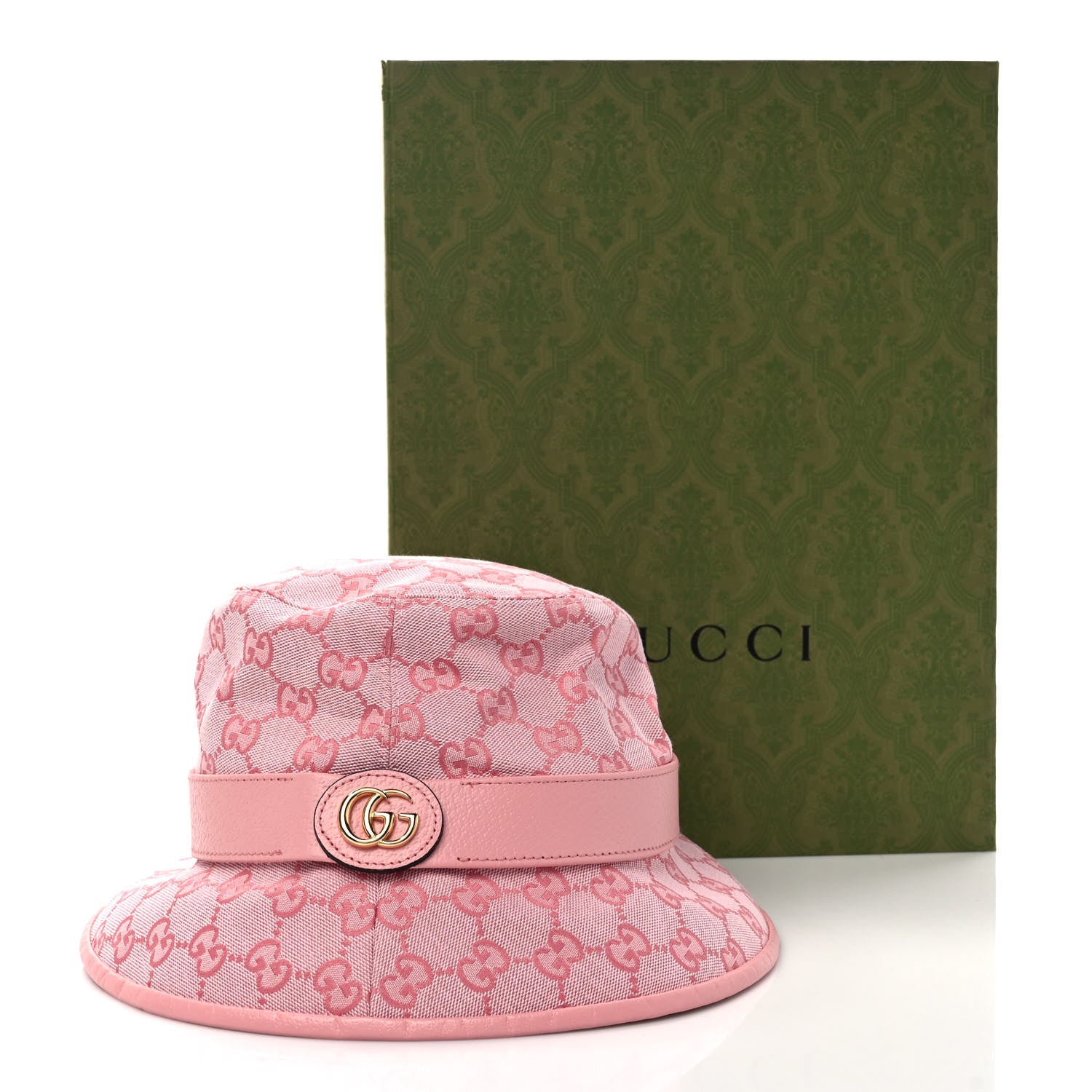 Gucci Monogram Textured Dollar Calfskin GG Jago Bucket Hat M Soft Cotton Candy Dark Cotton Candy 11 of 11