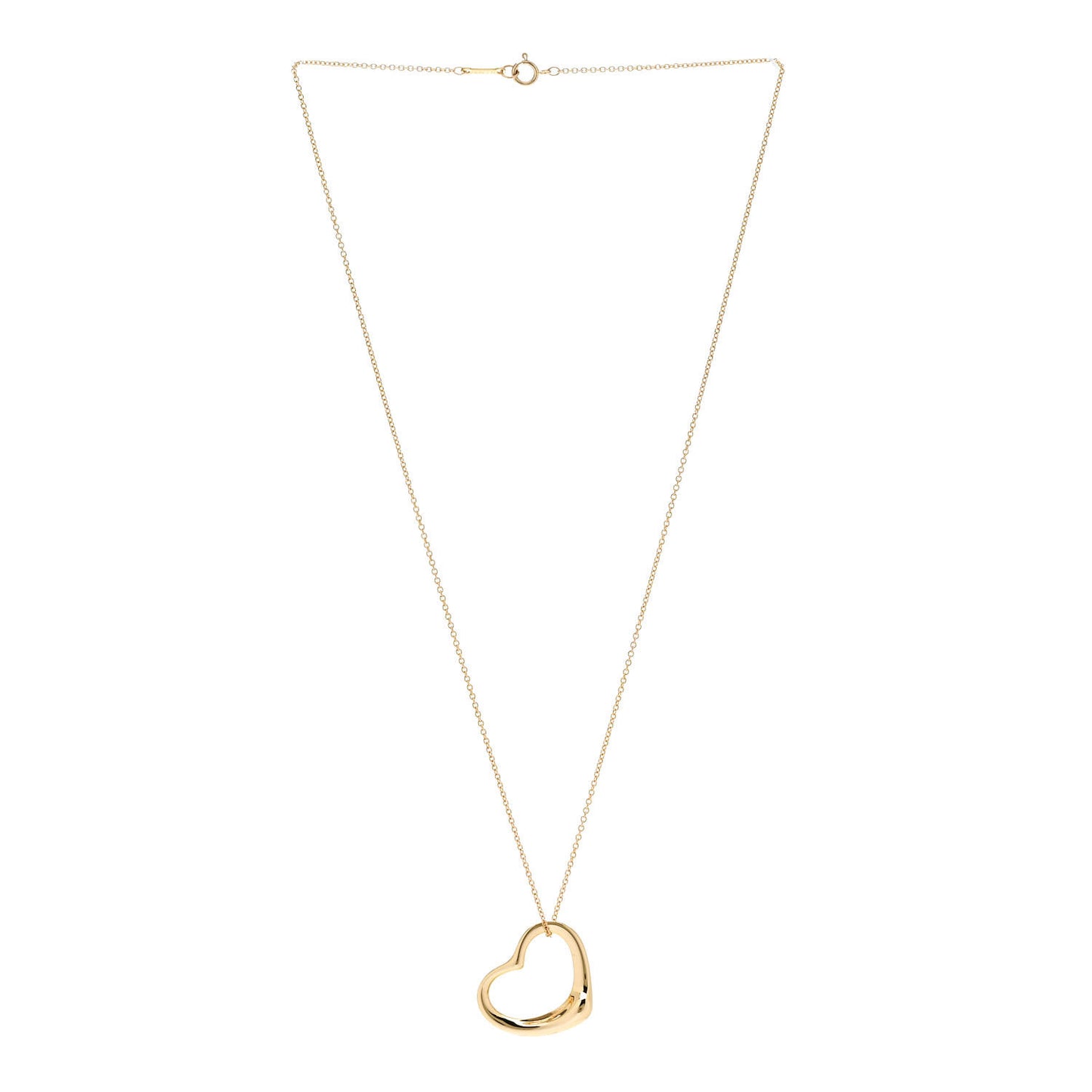 18K Yellow Gold 22mm Elsa Peretti Open Heart Pendant Necklace