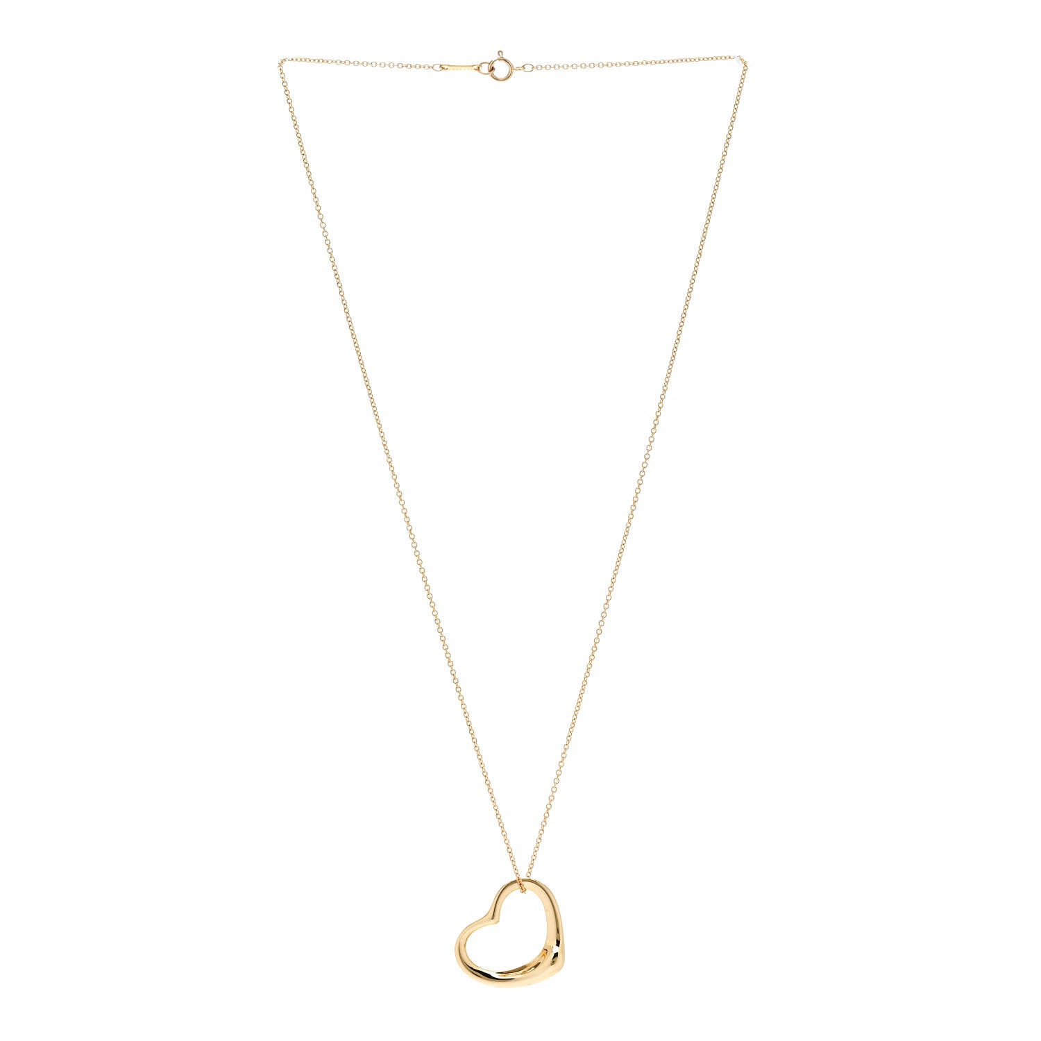 Tiffany 18K Yellow Gold 22mm Elsa Peretti Open Heart Pendant Necklace 3 of 6