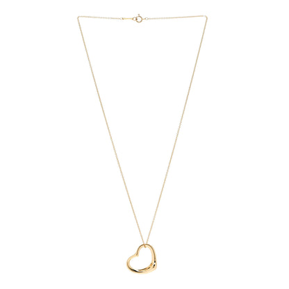 Tiffany 18K Yellow Gold 22mm Elsa Peretti Open Heart Pendant Necklace 3 of 6