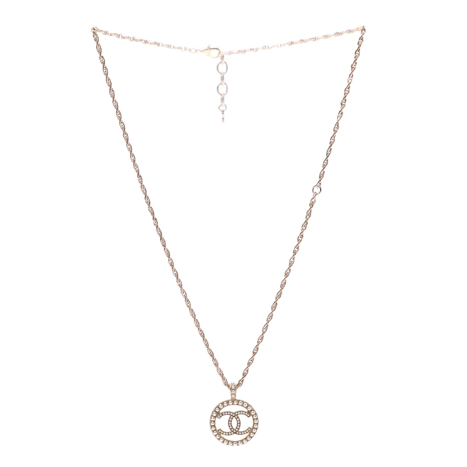 Chanel Pearl CC Round Pendant Necklace Gold 3 of 5