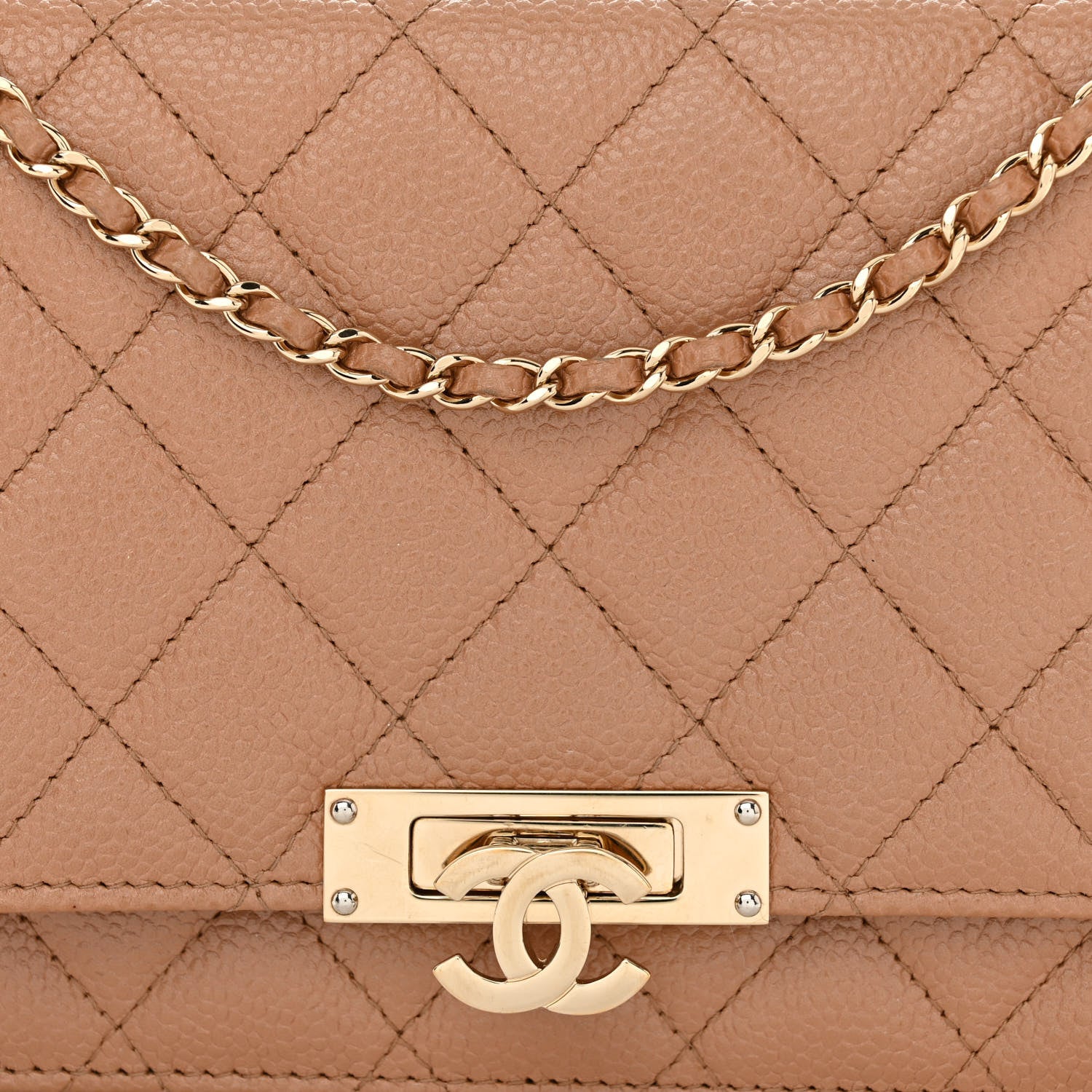 Chanel Caviar Quilted Golden Class Wallet On Chain WOC Beige 9 of 12