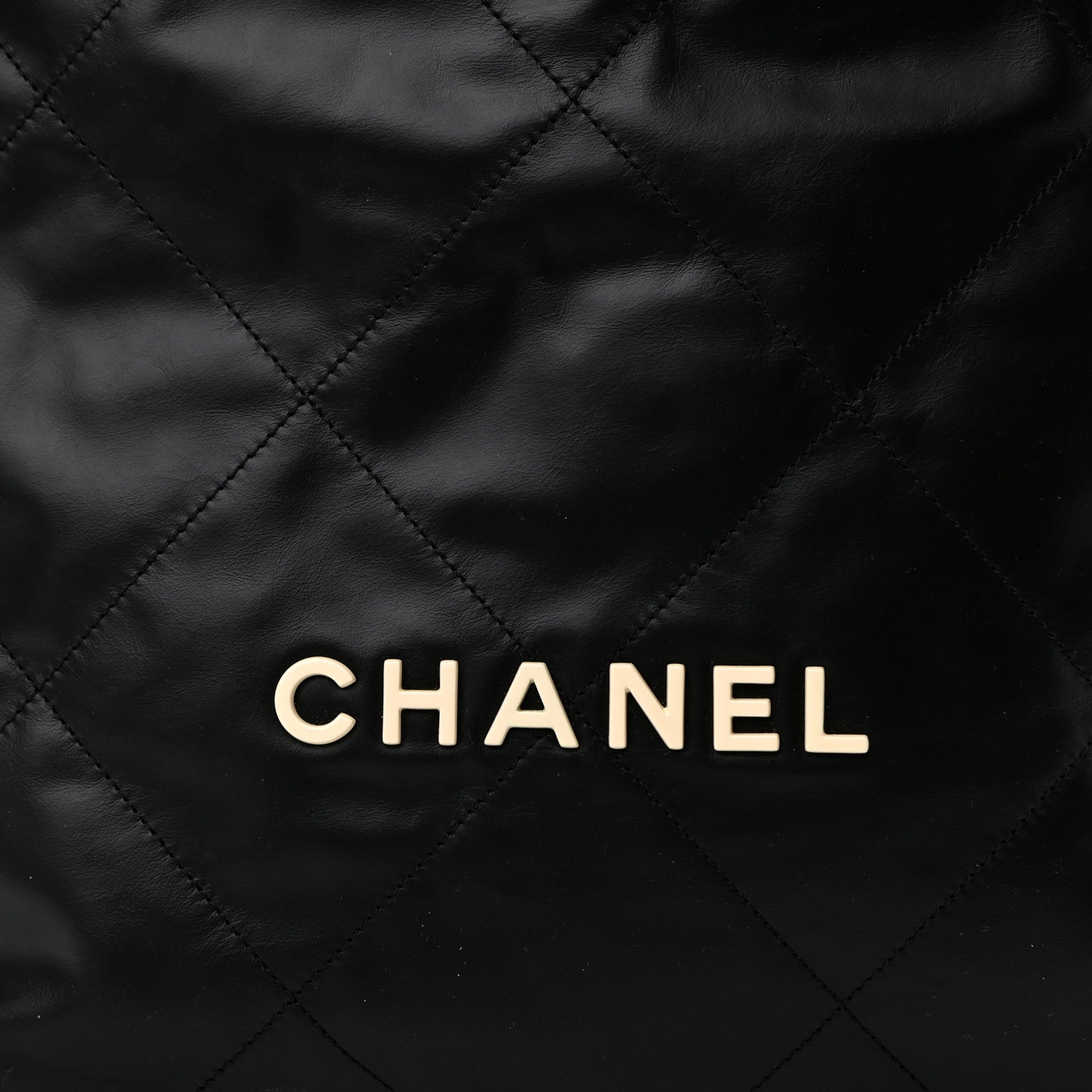Shiny Calfskin Quilted Chanel 22 Backpack Black