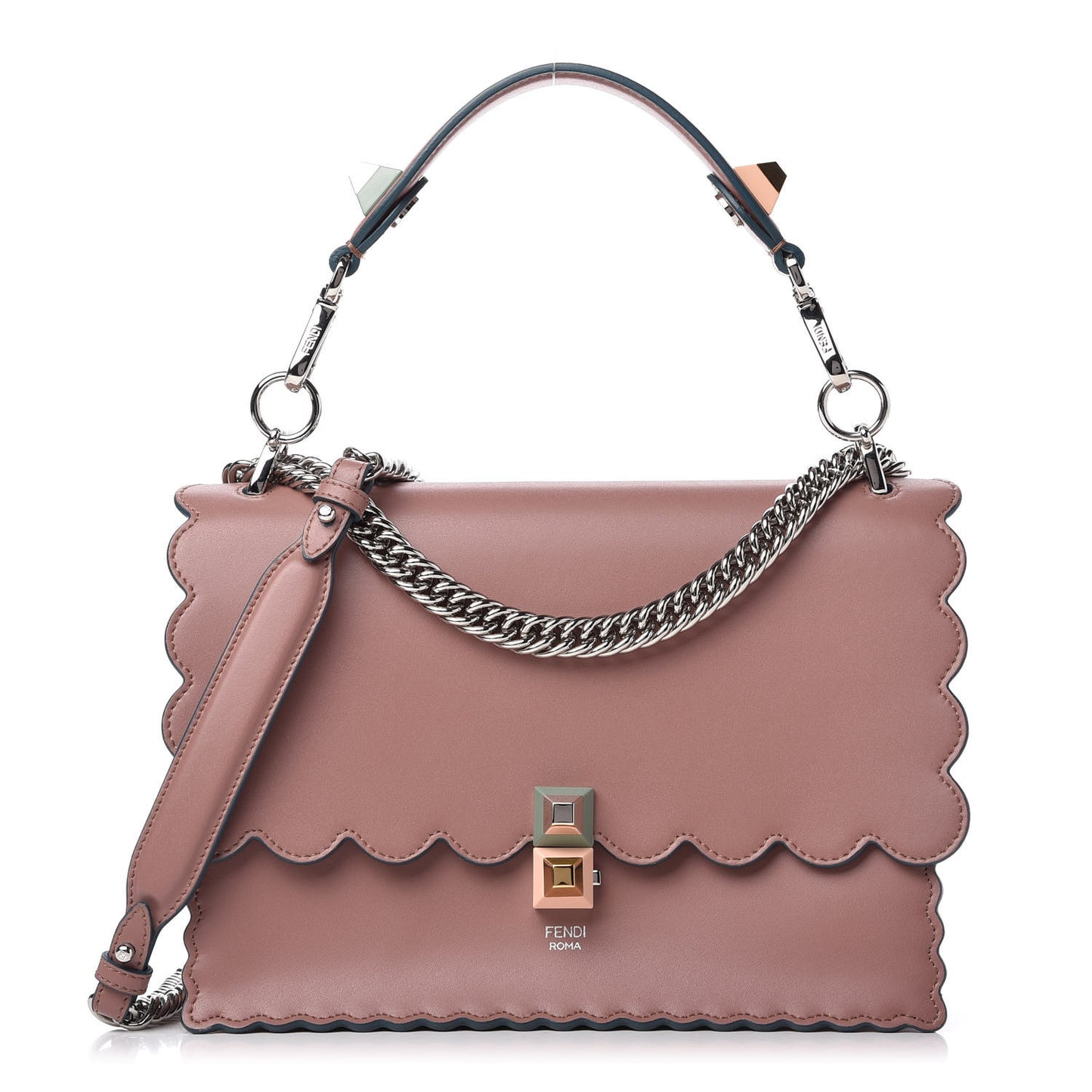 Vitello Liberty Scalloped Studded Kan I Shoulder Bag English Rose