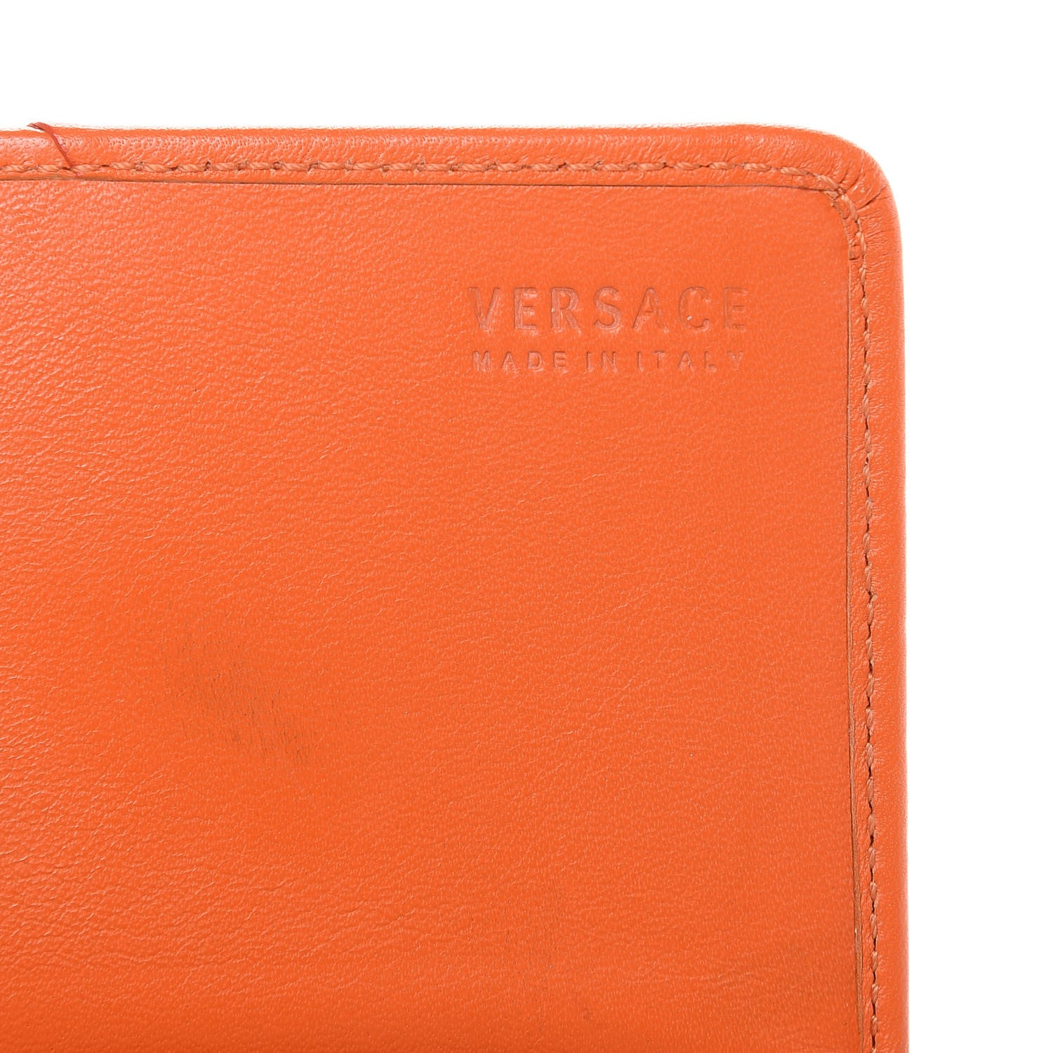 Versace Calfskin Chain Flap Wallet Orange 6 of 10