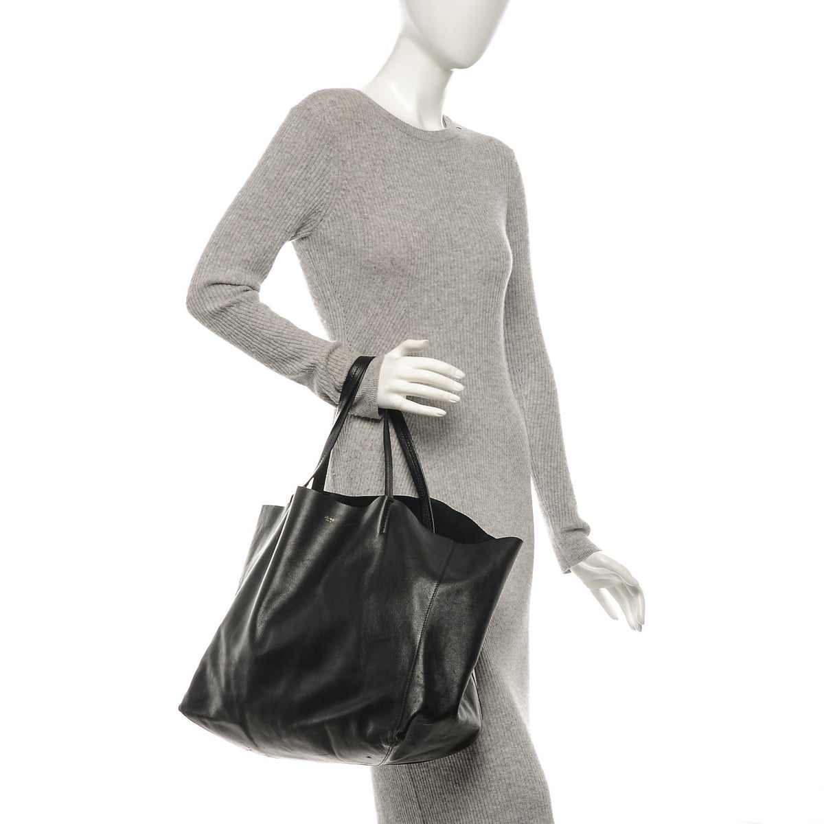 Celine Lambskin Horizontal Cabas Bag Black 2 of 12