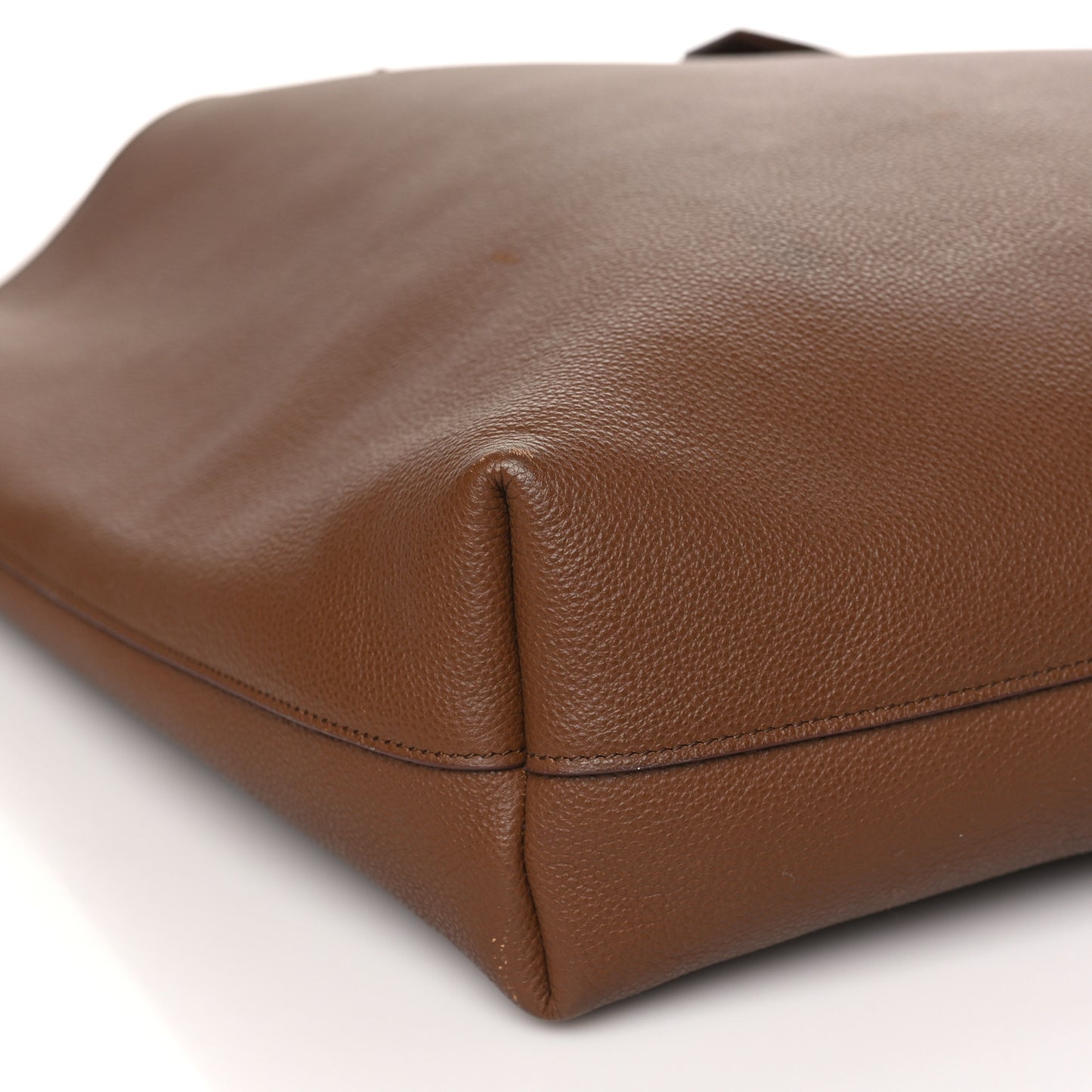 Grained Calfskin Bold East West Shopping Tote Toasted Brown