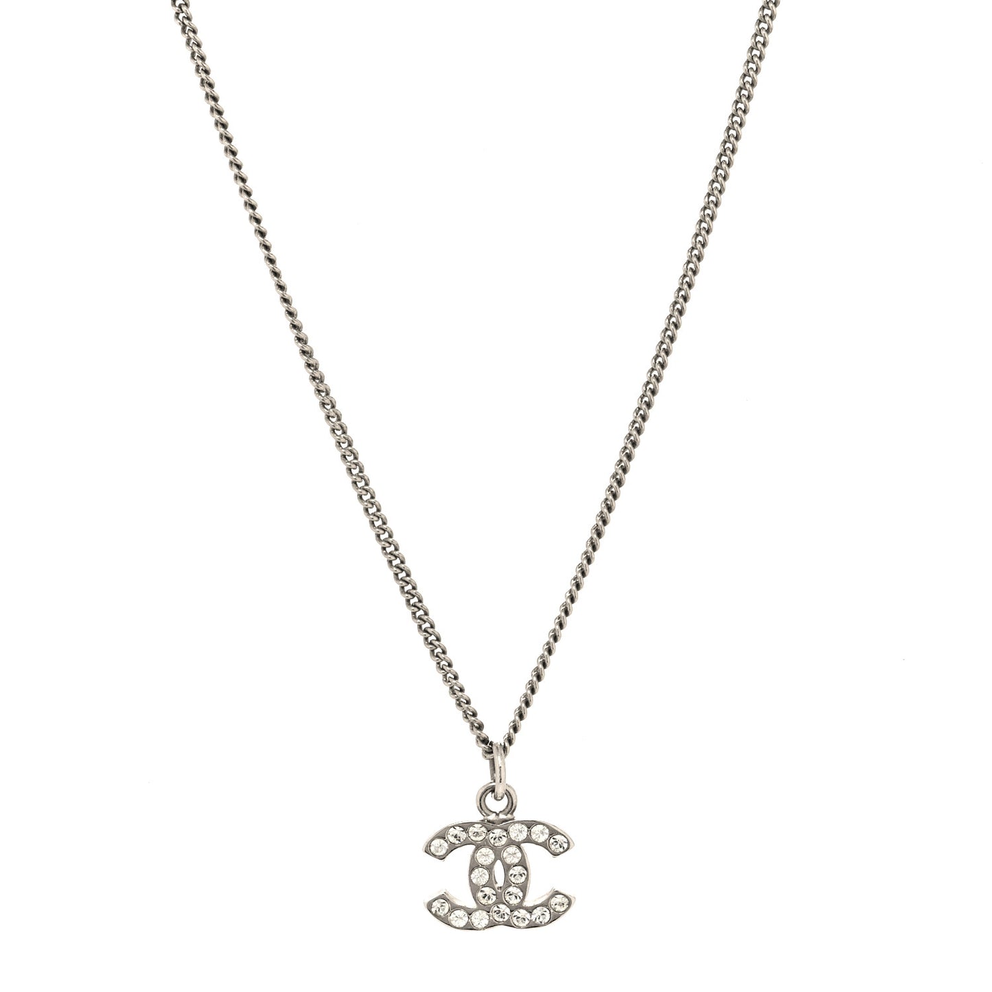 Crystal CC Pendant Necklace Silver