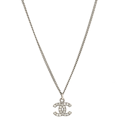 Chanel Crystal CC Pendant Necklace Silver 1 of 5