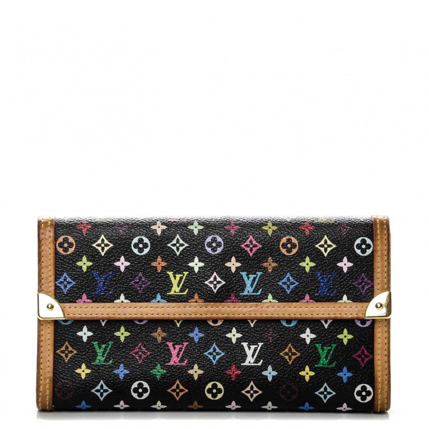 Louis Vuitton Monogram Multicolor Porte Tresor International Wallet Black 1 of 7