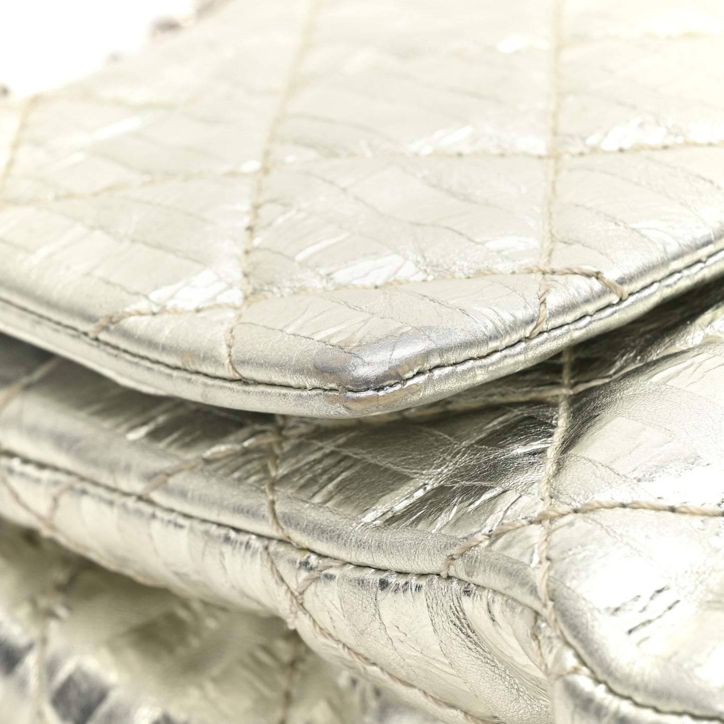 Metallic Calfskin Striped 2.55 Reissue 227 Silver