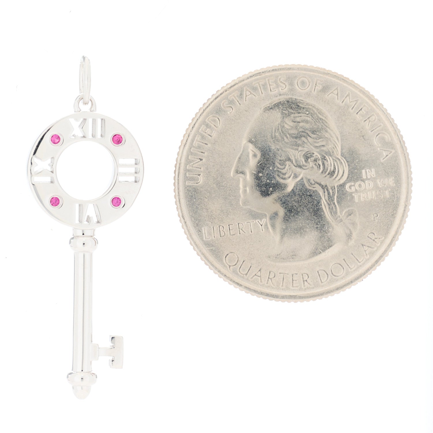 Tiffany 18K White Gold Ruby Atlas Pierced Key Pendant 2 of 3