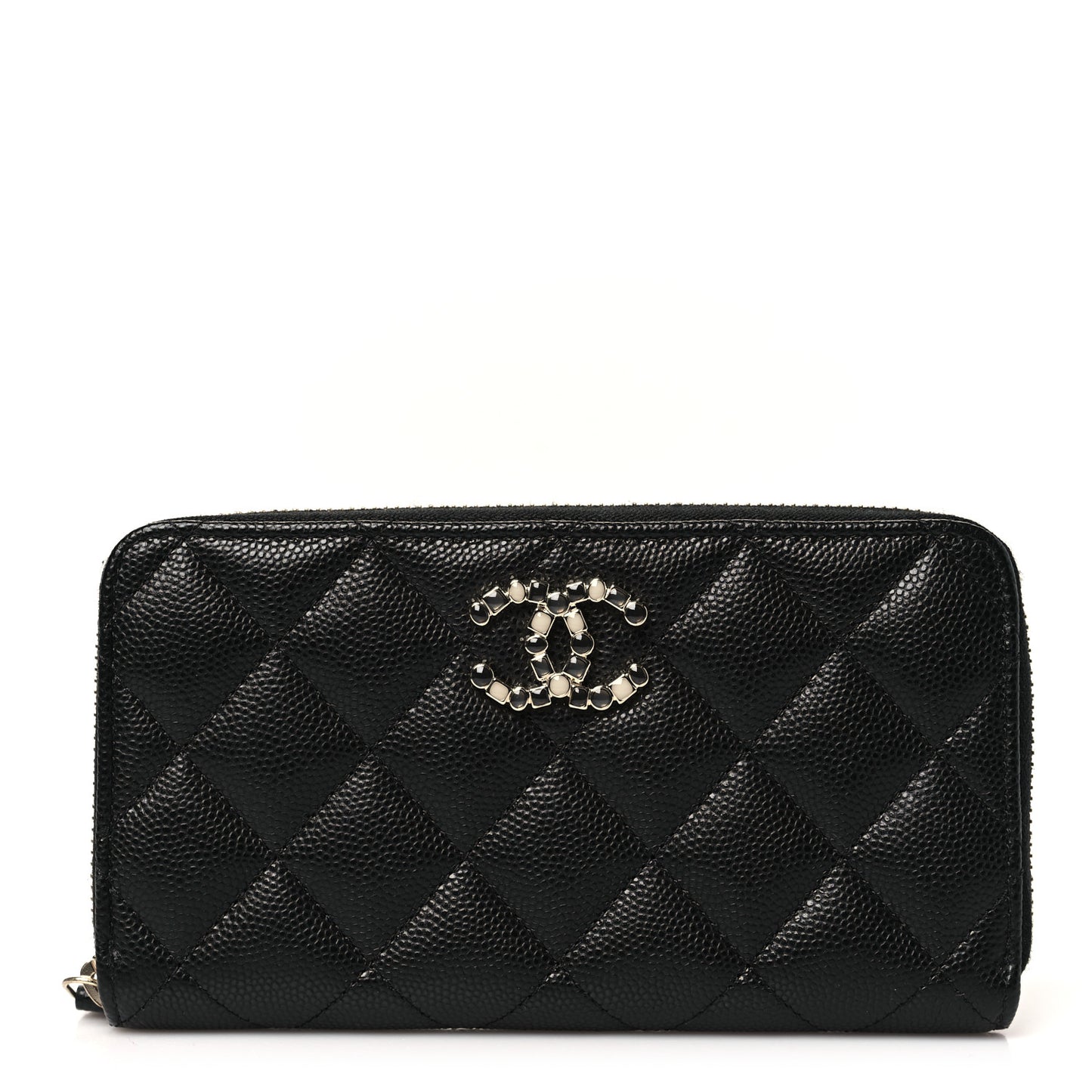 Caviar Quilted Medium Zip Around Wallet Black