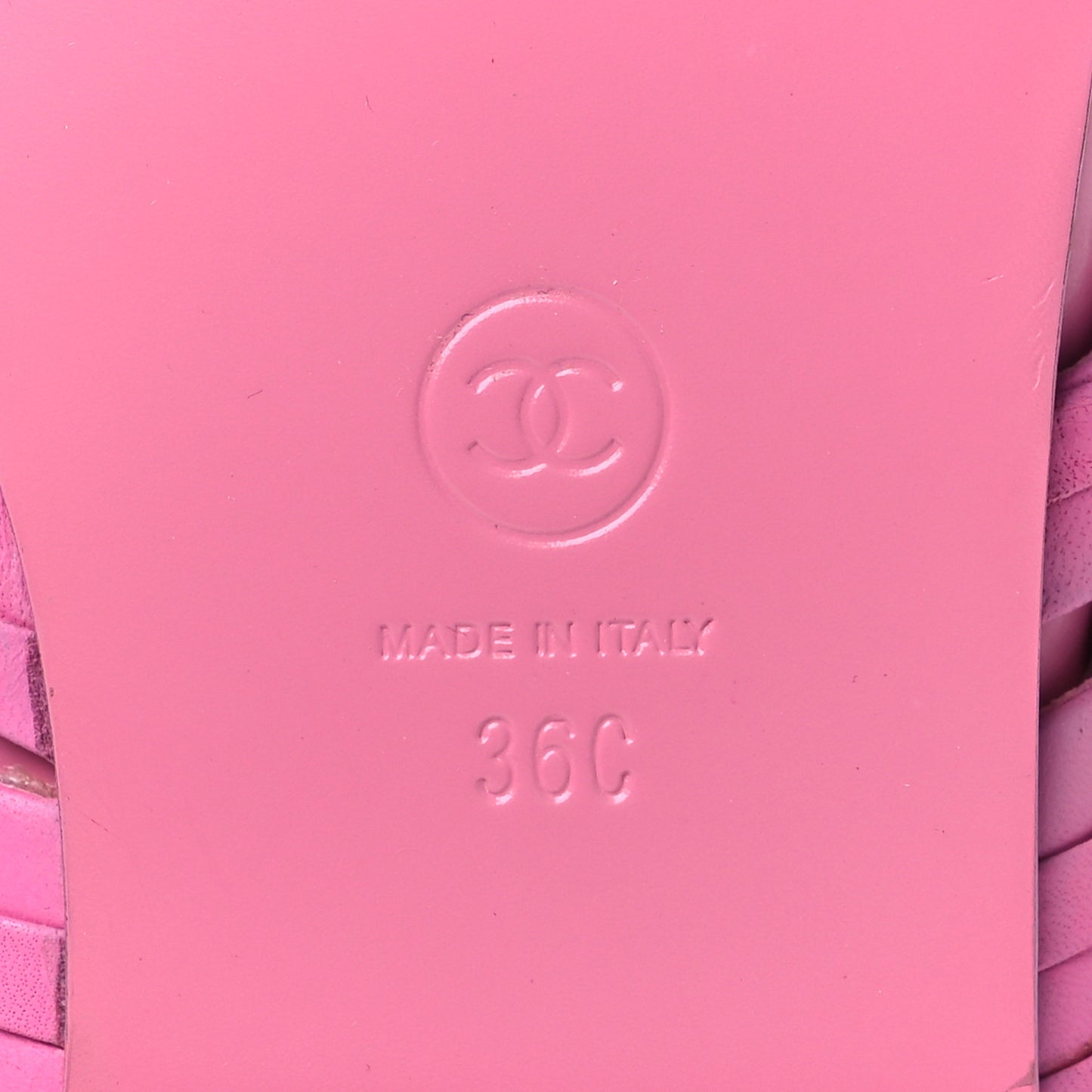 Calfskin Chain CC Thong Flat Sandals 36 Pink
