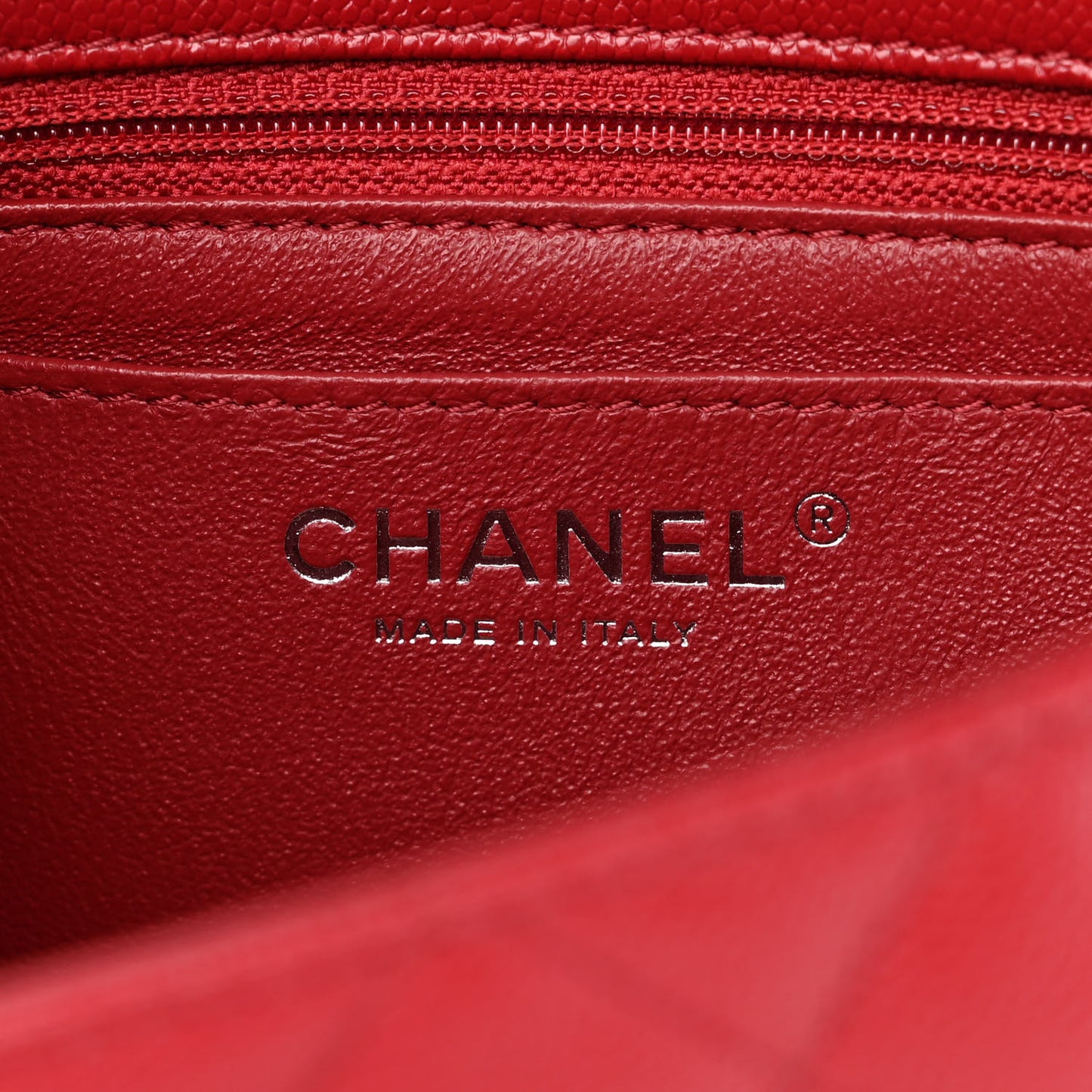 Caviar Quilted Mini Rectangular Flap Red