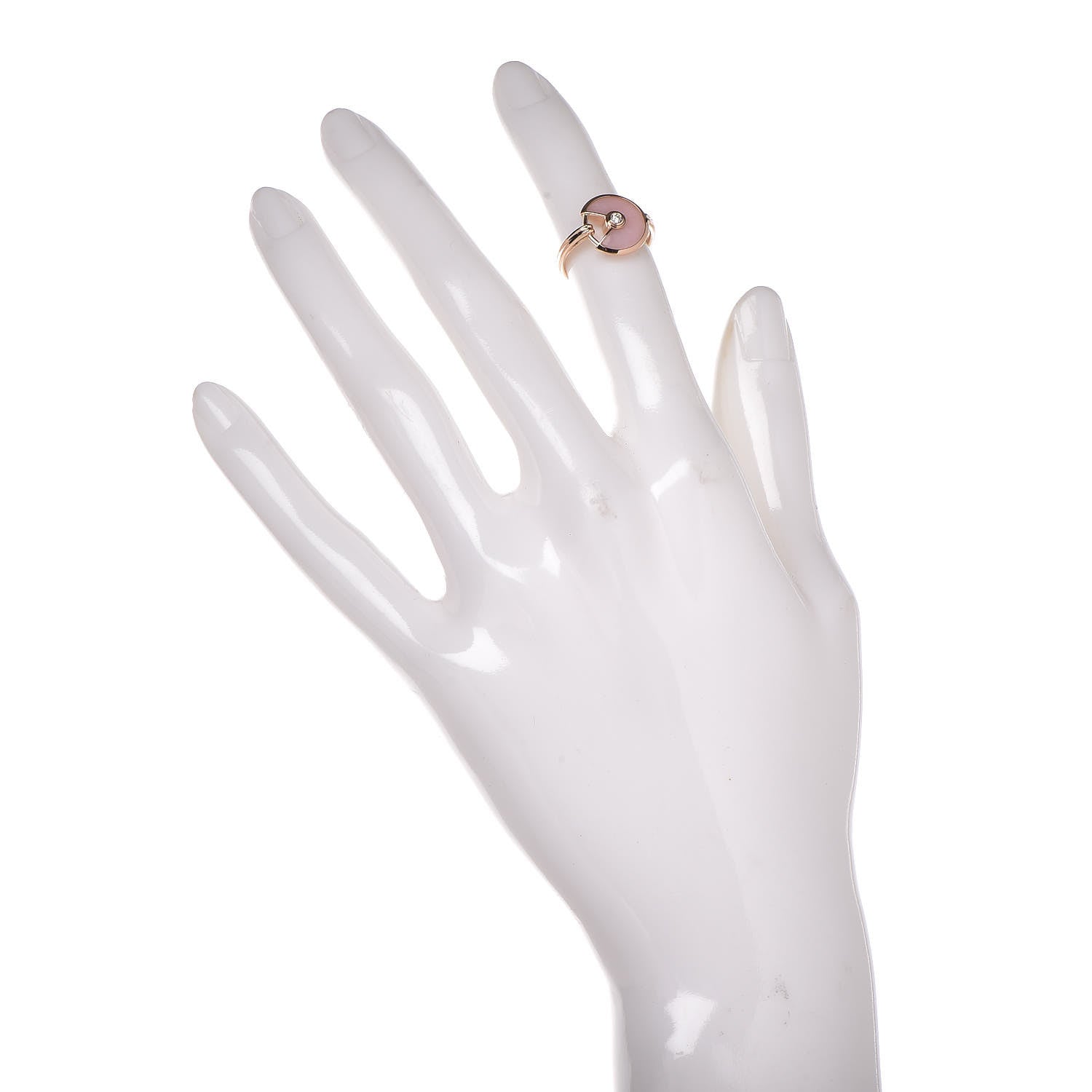 Cartier 18K Pink Gold Diamond Pink Opal Amulette de Cartier Ring 46 3.75 2 of 7