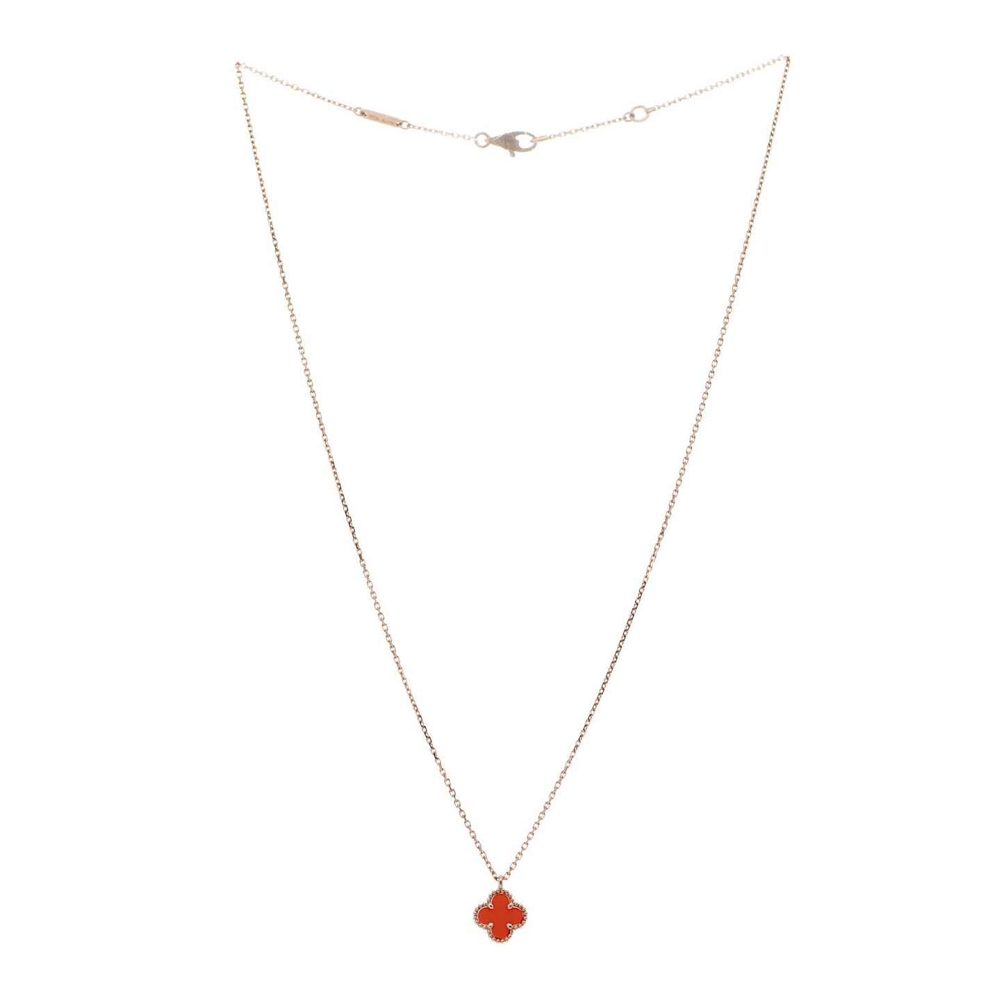 18K Rose Gold Carnelian Sweet Alhambra Pendant Necklace