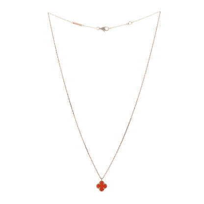 Van Cleef & Arpels 18K Rose Gold Carnelian Sweet Alhambra Pendant Necklace 3 of 5