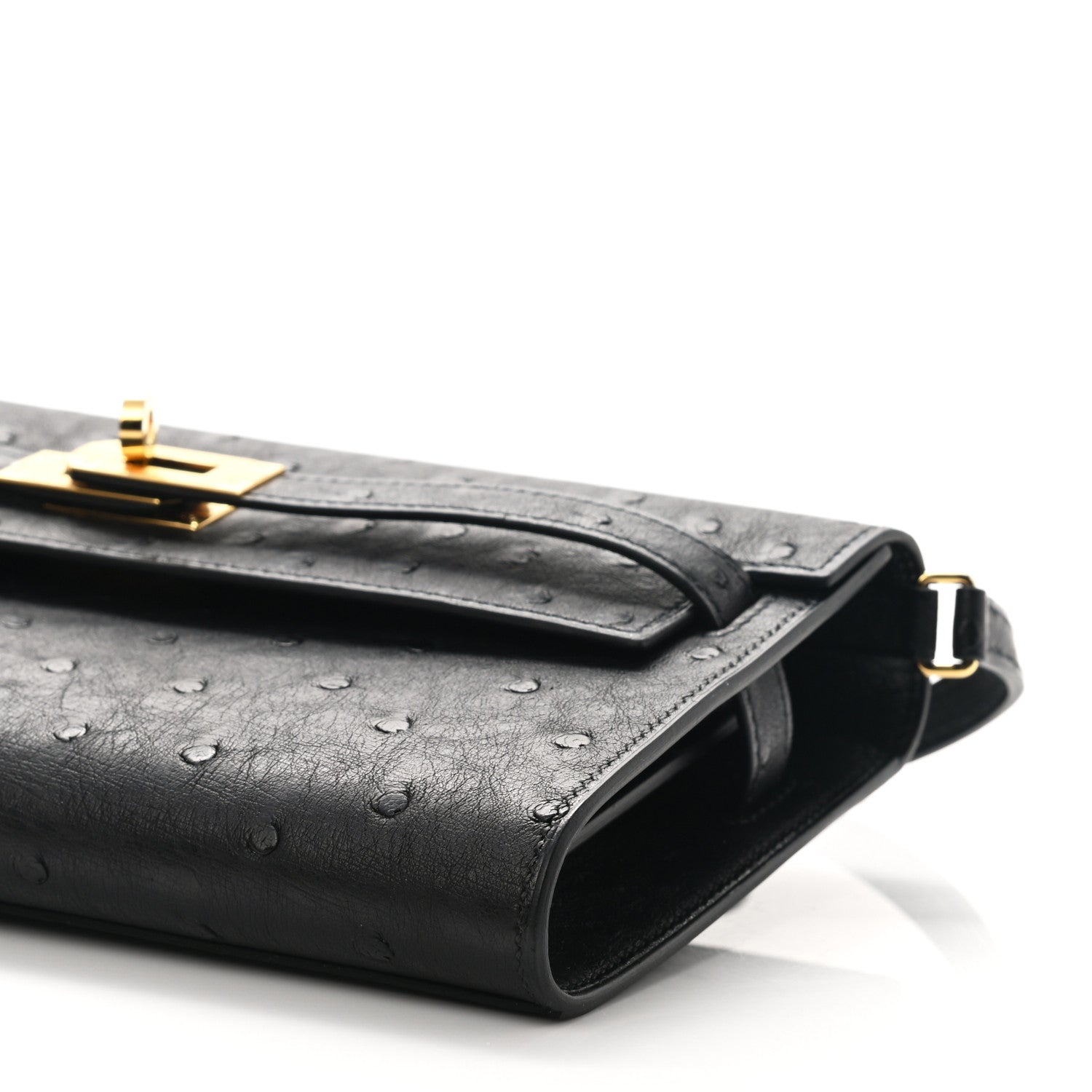 Hermes Ostrich Kelly Wallet To Go Black 8 of 9