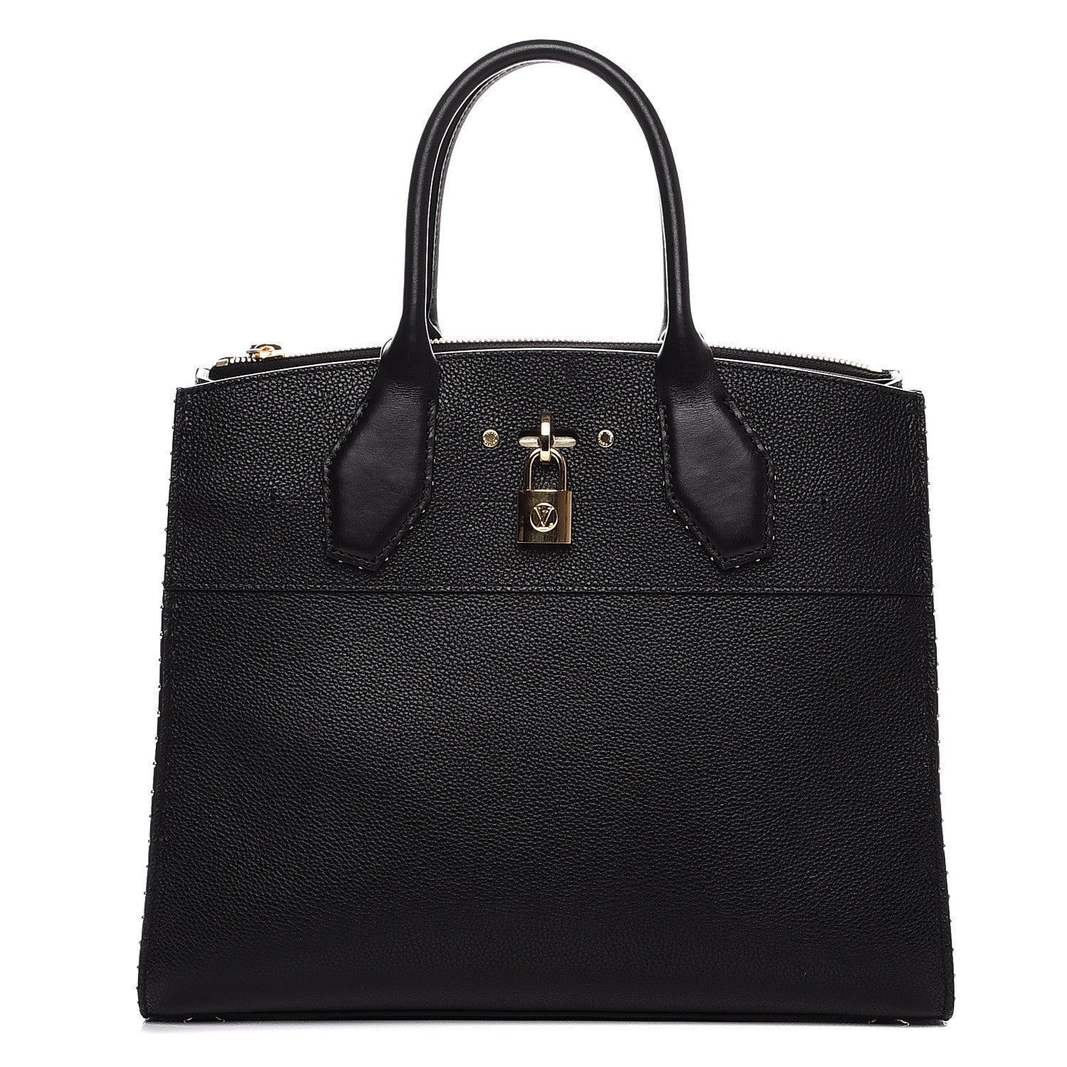 Louis Vuitton Calfskin Studded City Steamer MM Black 1 of 7