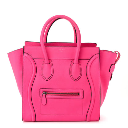 Celine Drummed Calfskin Mini Luggage Fluo Pink 1 of 11