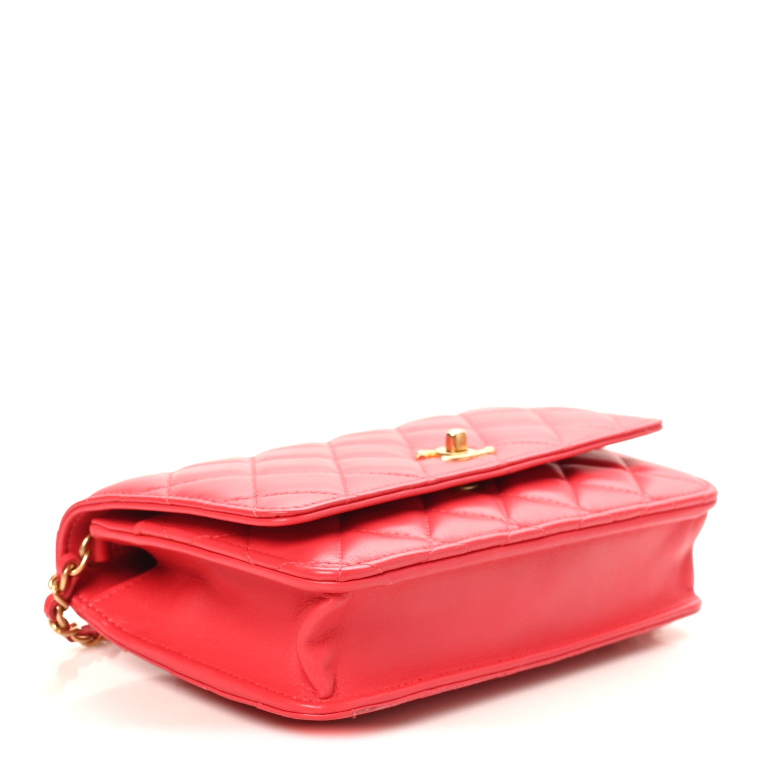 Chanel Lambskin Quilted CC Pearl Crush Wallet On Chain WOC  Red 4 of 12