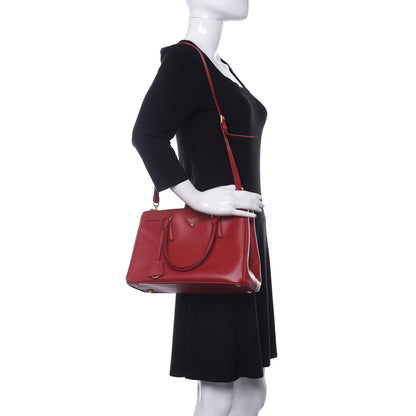 Prada Saffiano Small Galleria Double Zip Tote Fuoco 2 of 12